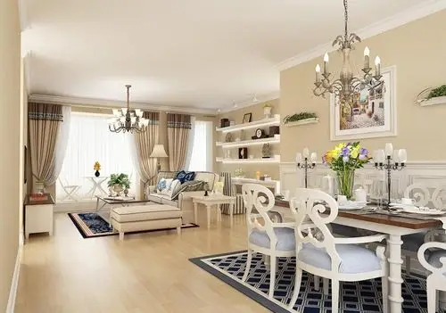 简约型客厅餐厅一体装修效果图