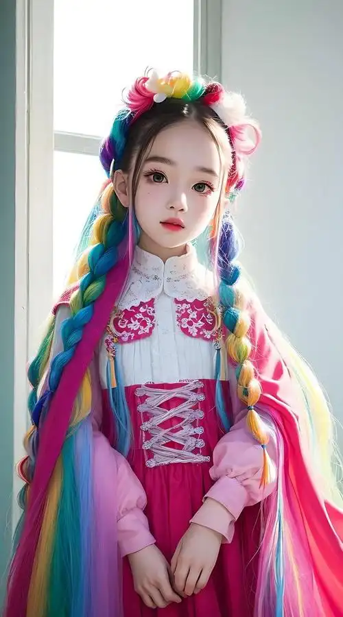 麻花辫子的小姑娘