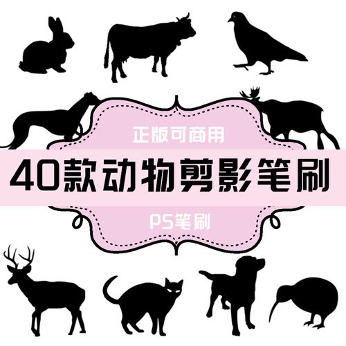 b265 ps笔刷 动物剪影笔刷40款