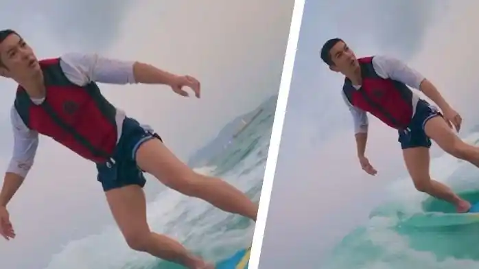 杜江晒玩冲浪视频肌肉线条优越帅气逼人网友直呼羡慕霍思燕