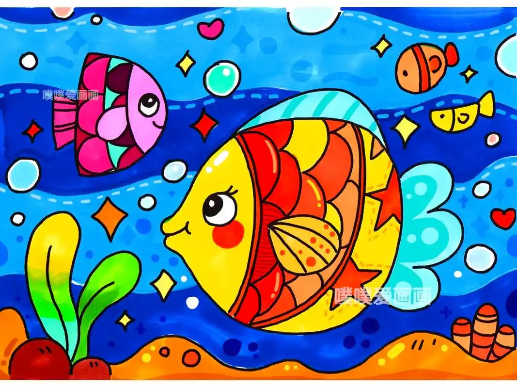 《美丽的热带鱼》涂色 线稿96.教资绘画真题,可在第二张线稿 - 抖音