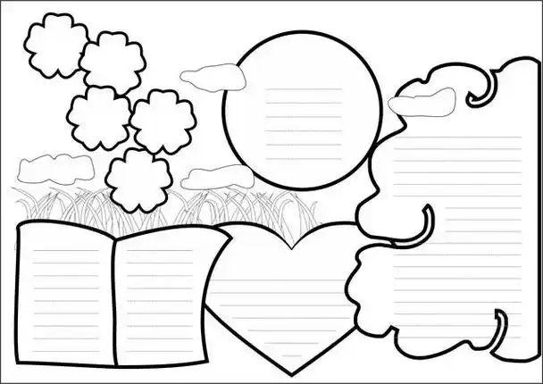 手抄报模板黑白,万能手抄报模板黑白线条可打印