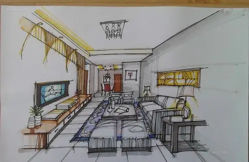 客厅手绘效果图大全欣赏