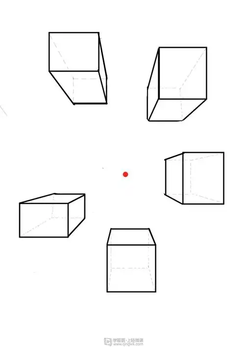 临摹一点透视正方体—绘画基础透视的练习