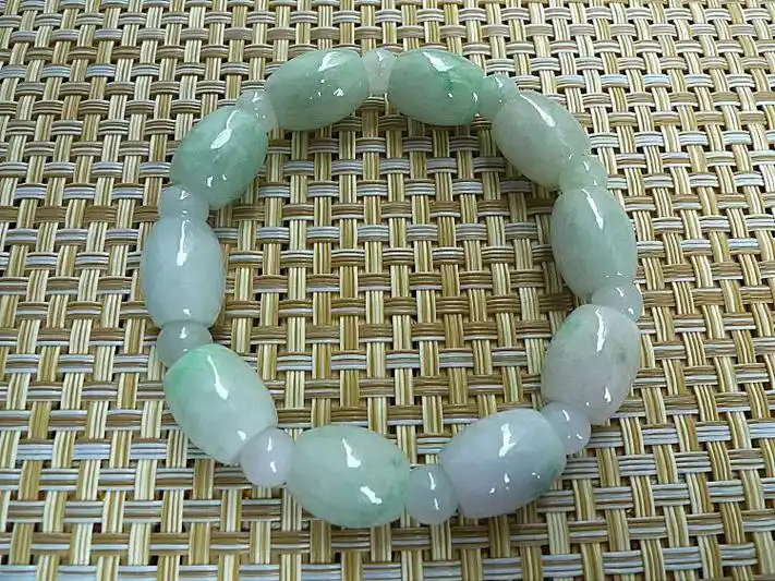 男女款手串a货玉石手工编织翡翠冰种飘花路路通手链大约15mm小珠8mm羊