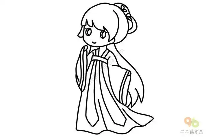 古代公主画全身简笔画简单易画彩色古装女孩简笔画古装女孩简笔画图片