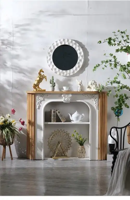 法式壁炉架玄关柜木雕花美式欧式民宿别墅客厅仿真火壁炉柜装饰柜