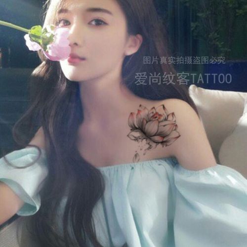 【天天特价】彩色花朵纹身贴纸防水女持久刺青贴胸前性感纹身贴