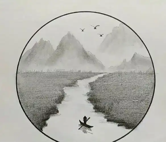 通过素描的表现手法了解山水画朦胧的意境美.