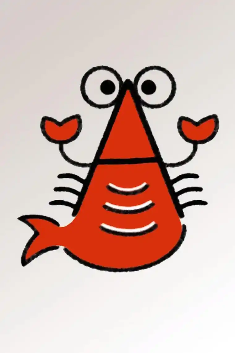 小龙虾简笔画.超简单小龙虾简笔画#简笔画 #跟着抖音学画画  - 抖音