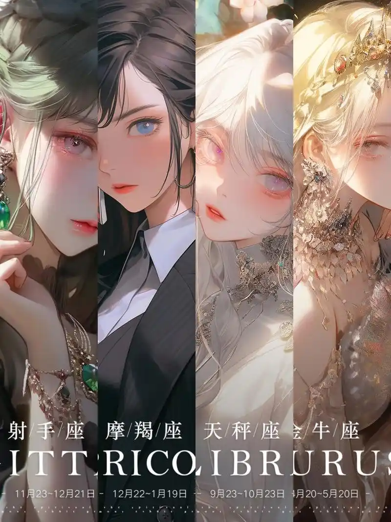 用ai绘画绘制二次元风格都市卡通漫画美女      十二星座有白羊座