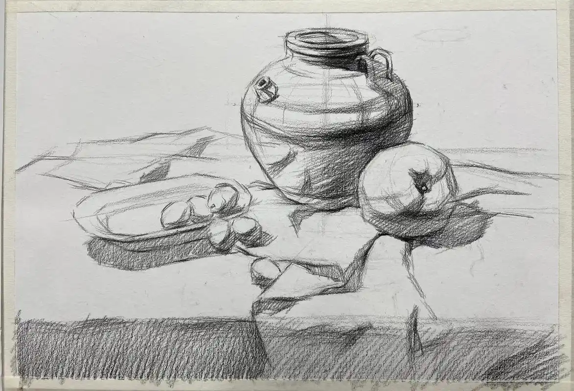 8开两个多小时范画带步骤.#美术生 #素描静物 #跟我一起学 - 抖音