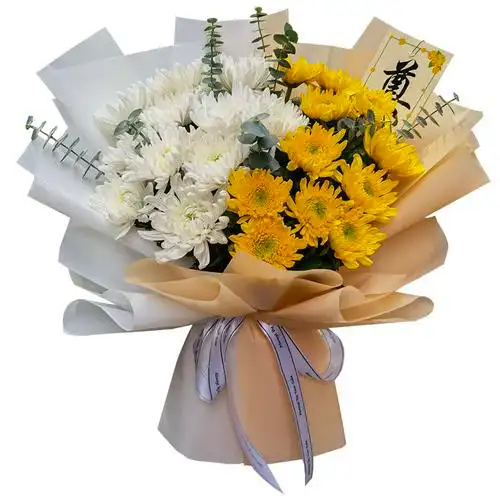 清明节祭祀鲜花扫墓花束祭拜上坟黄白菊花祭奠鲜花速递同城