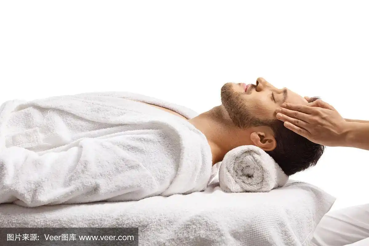 spa美容,男人,中心,头部按摩,健康保健