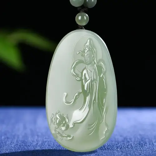 大全—佳媛玉业和田玉浅清合掌观音玉吊坠 男女士款玉坠玉石玉牌玉佩