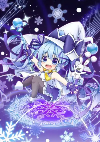 插画 少女 头像 原创 壁纸 初音未来 vocaloid 雪初音 q版 雪之魔法