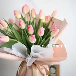 粉白郁金香花束长沙鲜花速递同城花店女友闺蜜生日520情人节送花