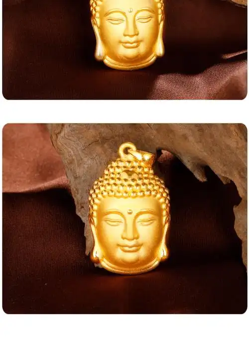 黄金佛头吊坠女999足金如来佛项链佛首佛头挂坠永保平安佛像坠子佛