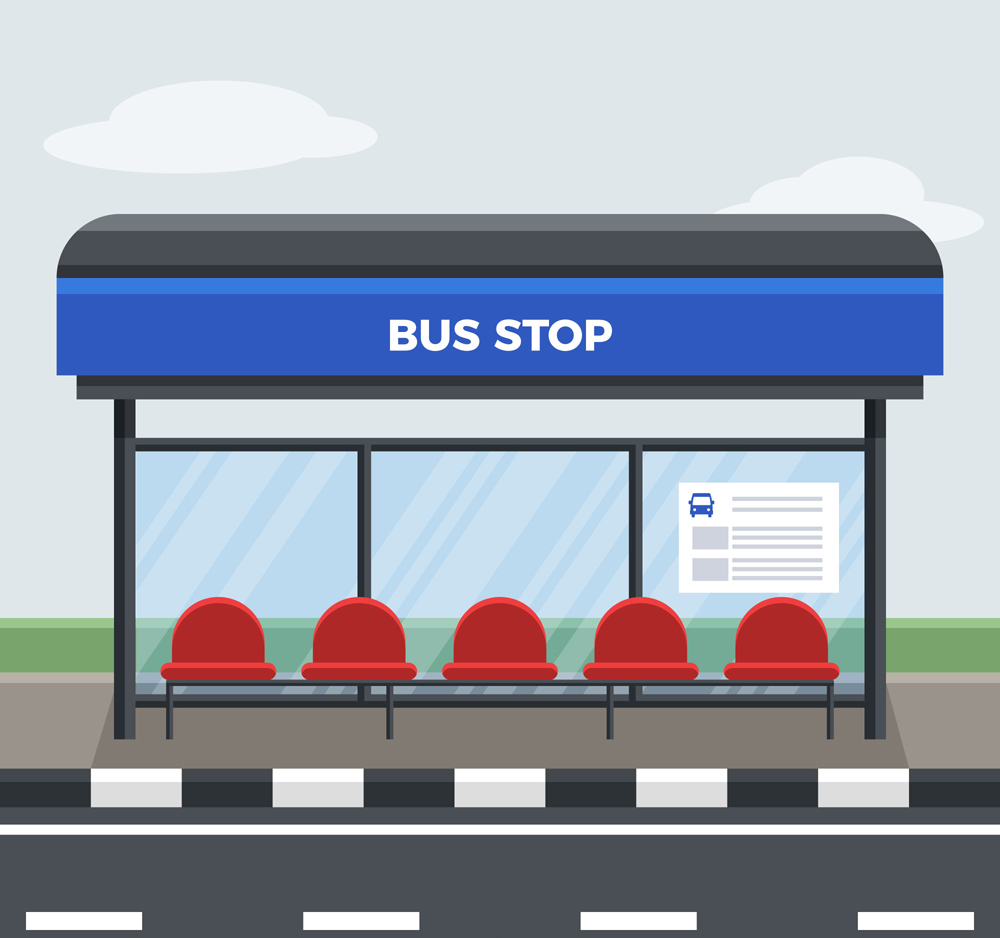 创意空旷的公交车站矢量图