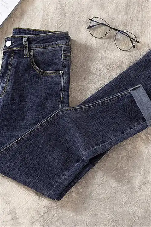 复古蓝牛仔裤女2019秋季新款韩版高腰显瘦显腿长黑色牛仔裤