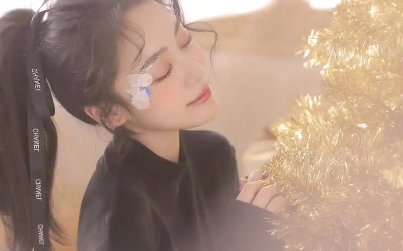 简约清爽美女圣诞写真桌面壁纸高清大图预览1920x1200_美女壁纸下载