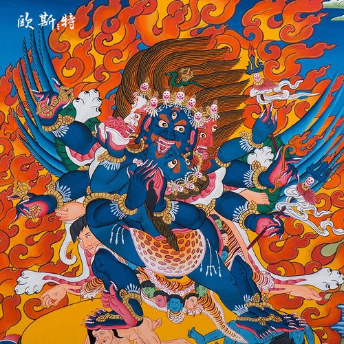 欧斯特普巴金刚画像尼泊尔天然矿物颜料西藏手绘现代装饰画