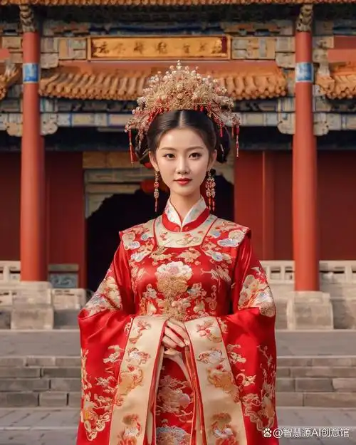 让我们一同欣赏ai与传统国风艺术的完美结合——ai美女穿上了凤冠霞帔
