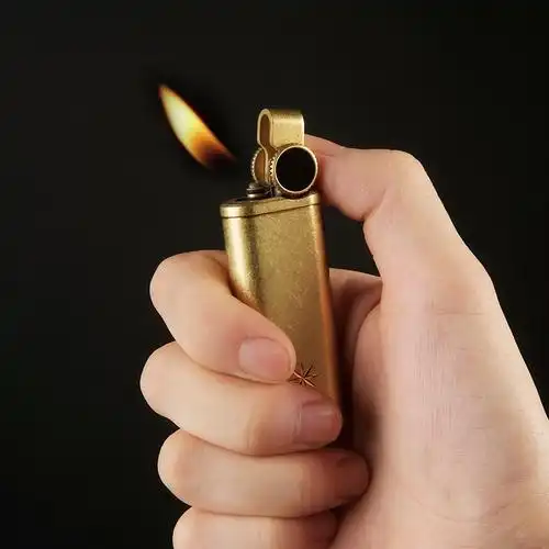 百诚纯铜打火机金属火石砂轮充气明火创意复古充气打火机
