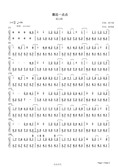 靠近一点点恶作剧之吻简谱初学者版poc编配