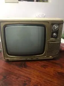 14寸熊猫牌黑白电视机,能正常播放,30年前怀旧摆件!极具收