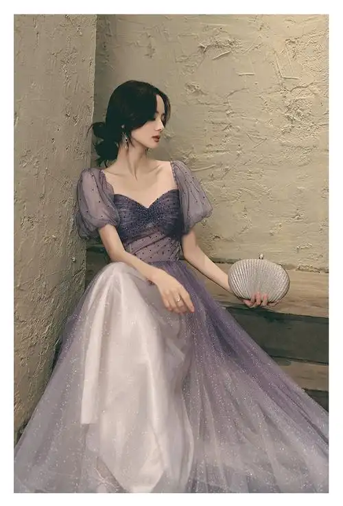 星空年会法式晚礼服女2022新款蓬蓬裙仙气梦幻森系连衣裙平时可穿