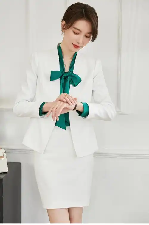 白色西装套装女秋冬职业正装面试套裙时尚气质高端酒店经理工作服