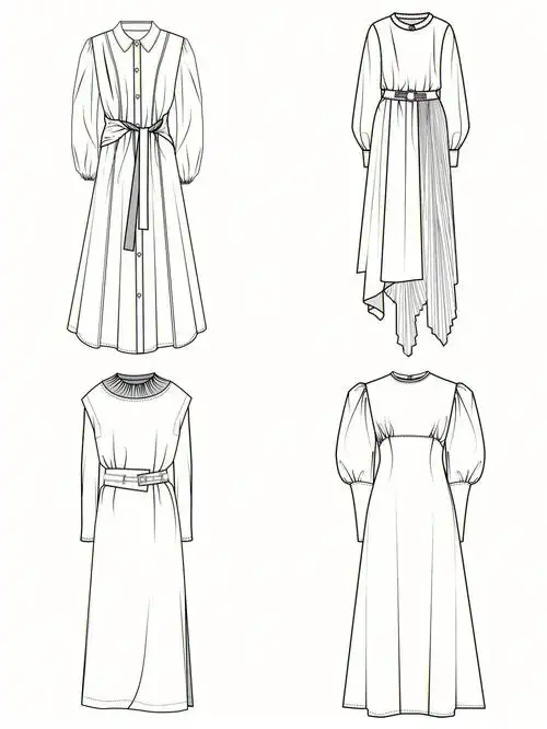 连衣裙|正反面服装款式图|服装设计(11)