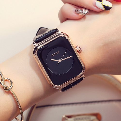 古欧guou方表简约气质大气女士手表女款时尚防水韩版皮带手表女