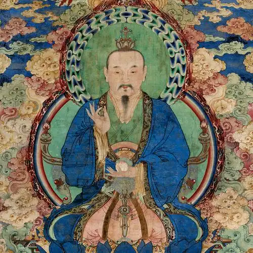 道教临摹壁画清微高清微三清挂画挂像天尊灵宝国画