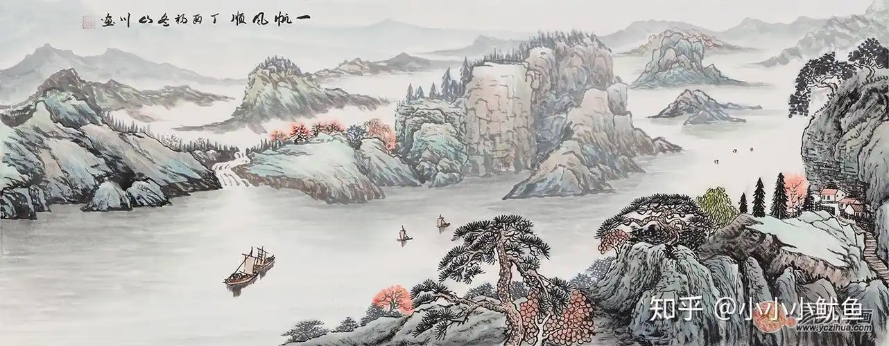 山川写意山水画国画艺术好寓意蕴含其中