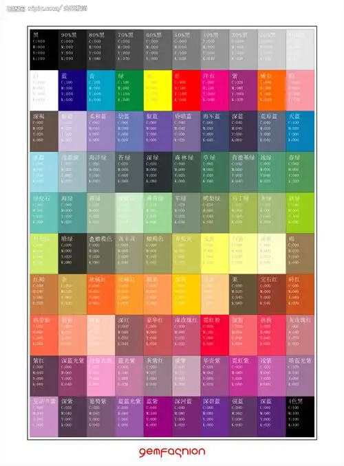 cmyk色谱表