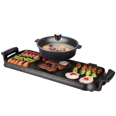 u[2760136740]:大师傅火锅烧烤一体锅家用多功能鸳鸯煎烤涮可分离烤肉