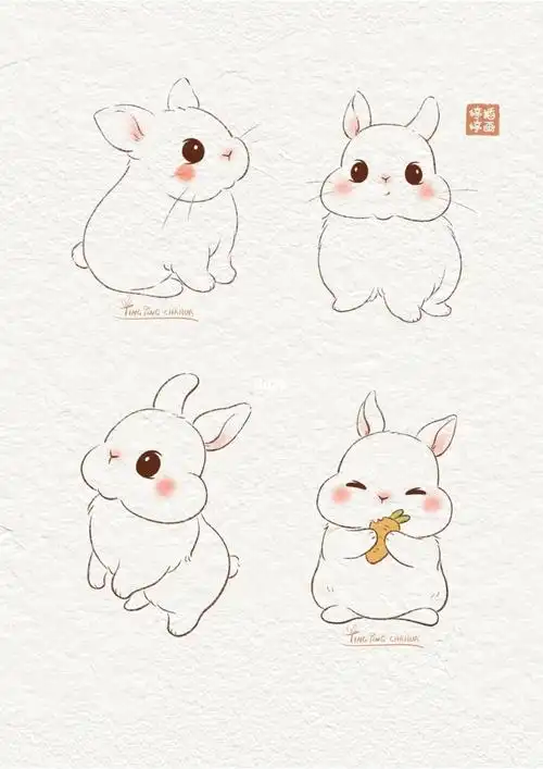 画了几只可爱的小兔子