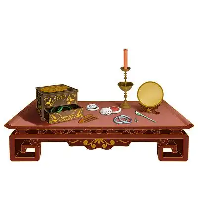 古风女子梳妆桌子元素古风桌子家具