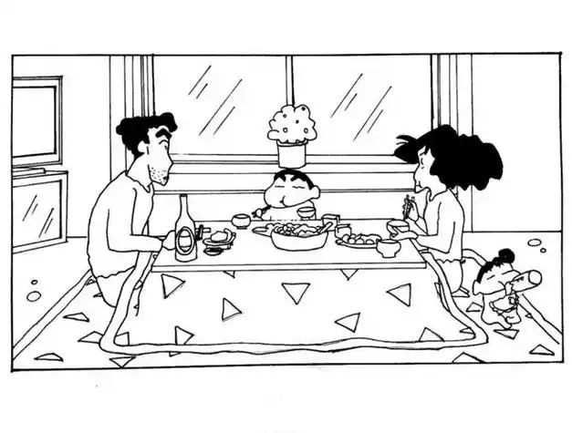 一顿晚餐的简笔画