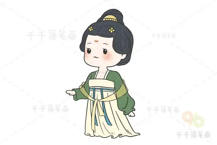 q版唐朝女子 古风人物_古风人物简笔画