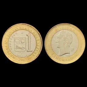 【10枚】委内瑞拉1玻利瓦尔硬币 双色镶嵌币 年份随机 y#93