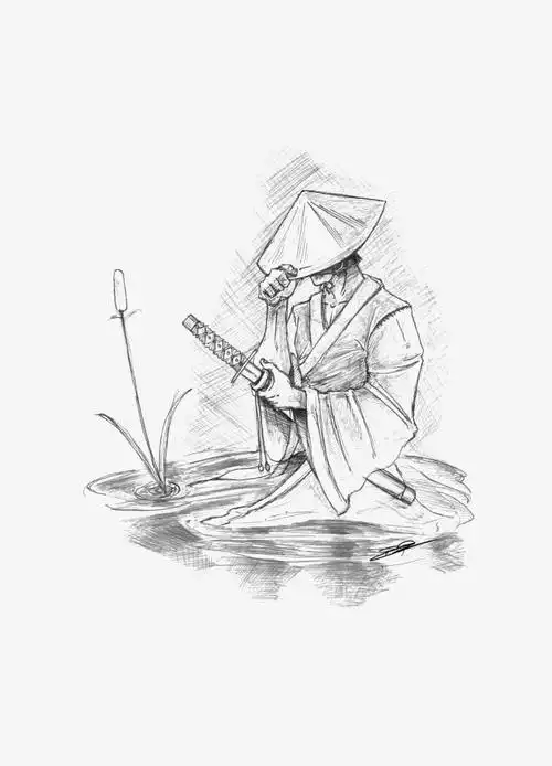 手绘素描大侠刺客人物剪影