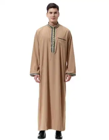 新款阿拉伯摩洛哥男服装中东迪拜穆斯林回族长袍清真寺礼拜服巴服