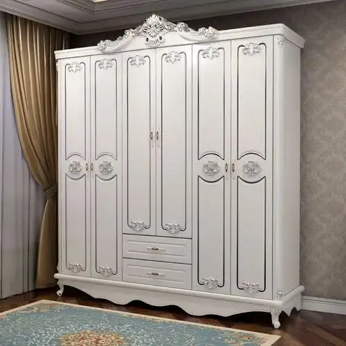 兰秀家居欧式雕花衣柜卧室经济型六门实木质大小户型衣柜视频