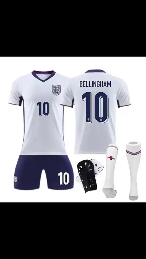 欧洲杯英格兰主场球衣9号凯恩10号贝林厄姆儿童成人套装足球服