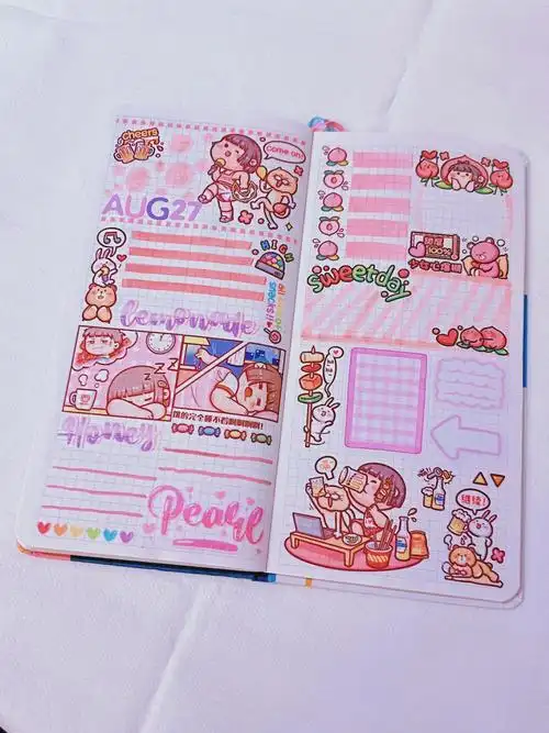 手帐排版粉色系小麻薯