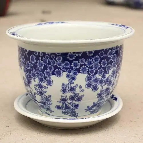 景德镇特大号陶瓷花盆带托盘青花瓷花钵阳台水培绿植绿萝铁树盆