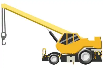 卡通手绘黄色工程吊车插画